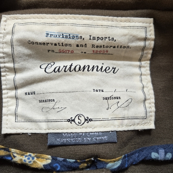 Cartonnier Olive Green Cropped Blazer With Bronze Buttons. Size Small - Picture 11 of 13